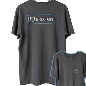 Brixton Men's Tailored Fit Black Graphic Logo T-Shirt Large Eco Blend Tee Skate